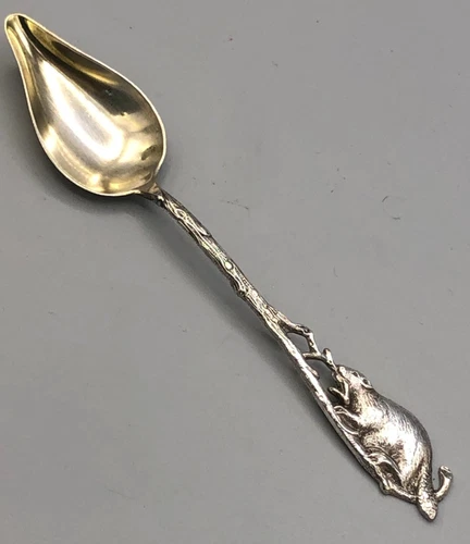 Antique Sterling Silver individual Fruit Spoon 5.25" with Beaver handle