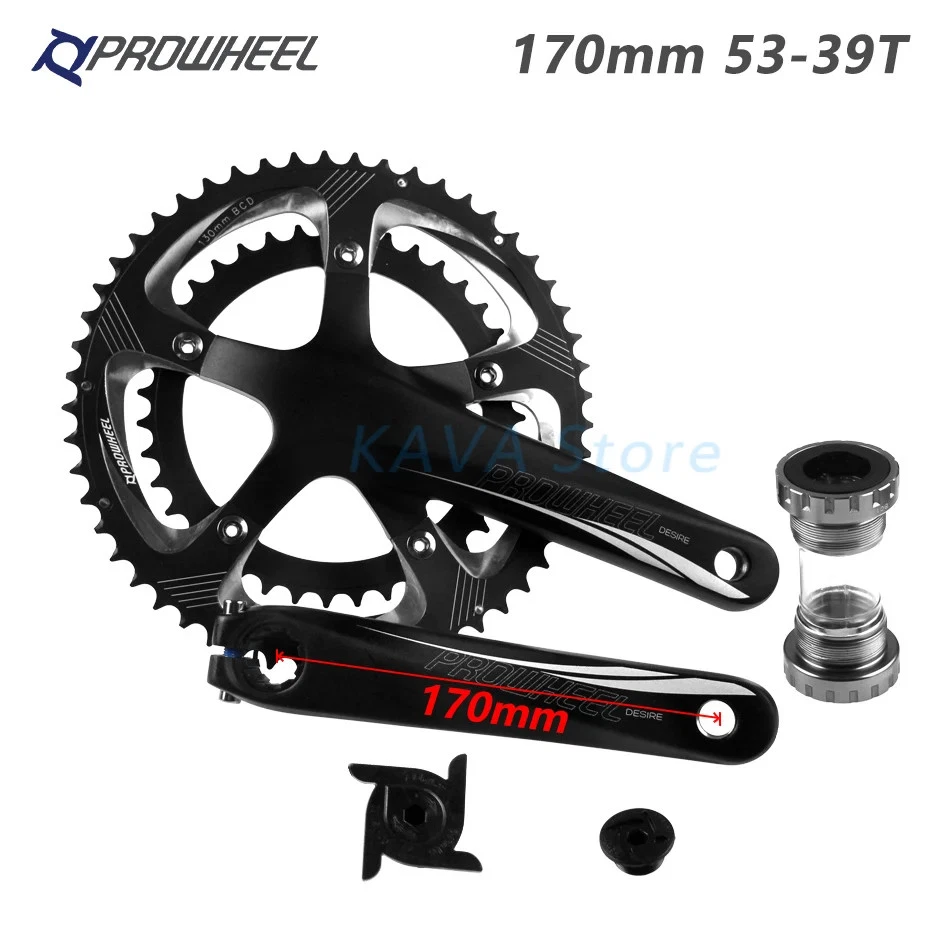 Juego de bielas plegables para bicicleta de carretera 110/130BCD 170mm 53-39T 50-34T piñón doble hueco Foto 3 de 4