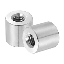 2Pcs 304 Stainless Steel M10x1.5mm Round Coupling Nuts, 0.79x0.79"(ODxH)