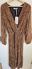BNWT Neti Neti size XXL ladies animal print maxi dress long sleeves lined pleats
