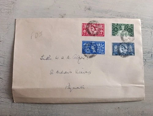 GB FDC FIRST DAY COVER 1953 CORONATION OF QUEEN ELIZABETH II PLYMOUTH PMK FOLDED