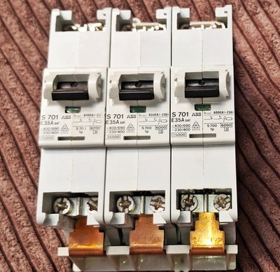 3 x ABB S701-E35 SLS Hauptsicherungsautomat Schienenmontage