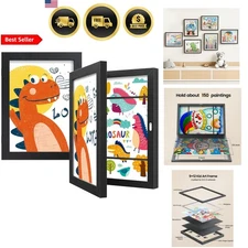 Kids Artwork Frames Black Double Picture Wall Mount 2Pack 8.5x11 9x12