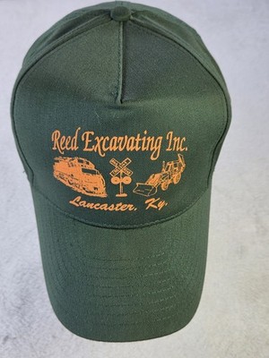 Vintage Reed Excavating Inc Lancaster KY Snapback Hat Green Construction Trucker