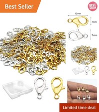 Durable 120-Piece Lobster Claw Clasps Set Gold Silver, 12x7mm for DIY Crafts