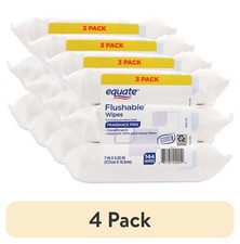  4 pack Equate Flushable Wet Wipes, Fragrance Free, 144 Wipes 3 Pack 
