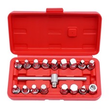 18-piece Oil Drain Plug And Gearbox Socket Tool Set With 38 Drive