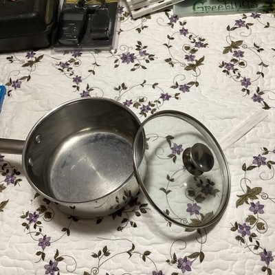 Wolfgang Puck 3 Qt Stainless Steel Saucepan w/ Lid, Long Handle Silver