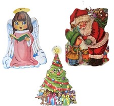 Lot Of 3 Vintage Christmas Die Cut Cardboard Decorations