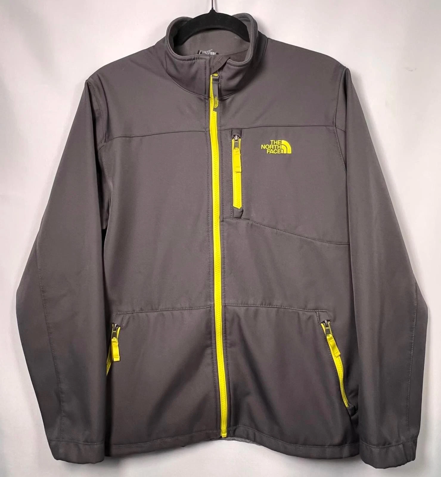 The North Face Boys XL Gray Softshell Jacket with Yellow Zippers
