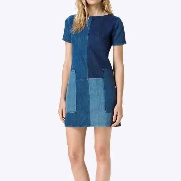 J Brand Shift Patchwork Denim Mini Short Dress - … - image 7