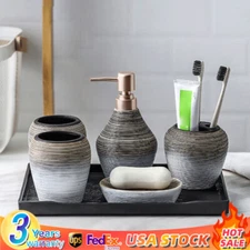 5pcs Bathroom Accessories Set Lotion Dispenser Holder Ceramic Hotel Bathroom