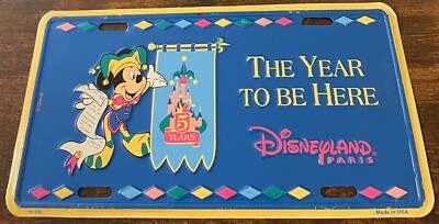 Disneyland Paris The Year To Be Here Booster License Plate Mickey Mouse France