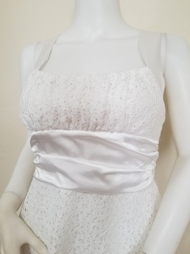 B. Darlin Juniors Size 7/8 White Floral Lace Lined Sleeveless Above Knee Dress - Picture 3 of 5