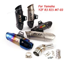 Escape For Yamaha YZF R3 R25 MT-03 51mm Exhaust Muffler Tip Baffle Mid Link Pipe