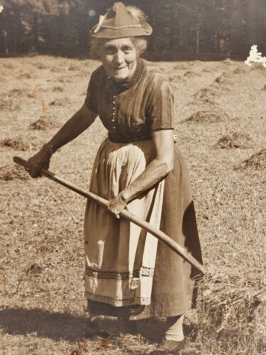 Vtg 1945 WWII Clifton C Alston Photograph Bavarian Farmers at Harvest Swiss Alps - Picture 2 of 15
