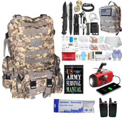 Ultimate All in One Survival Kit For Camping Hunting Hiking Bug Out Bag 