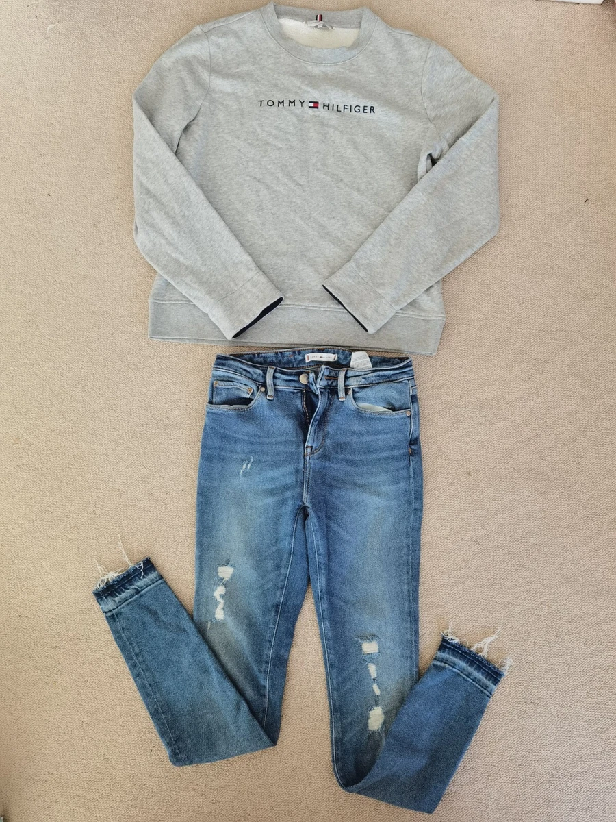 Tommy Hilfiger women s jeans jumper set size S XS 25w32l skinny ripped girls top
