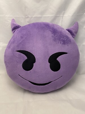 Evil Emoji Purple Pillow 😈