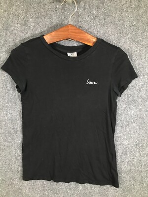 Divided By H&M Womens T-Shirt Size XS Black Short Sleeve (Love) On Front 
