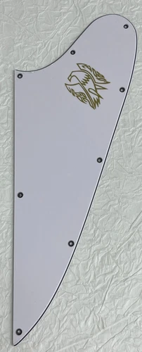 New-For Gibson Firebird Blank Gold " Logo" Guitar Slinger Parts Pickguard White