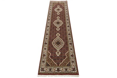 Tabrizi Mahi Runner 2'8'' x 9'11'' Red Wool Traditional Hand-Knotted Rug