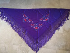 Flamencotuch aus Spanien Stola Schultertuch Flamenco-Tuch Blumen lila M