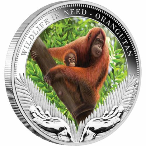 2011 $1 WILDLIFE IN NEED SERIES ORANGUTAN 1oz SILVER PROOF COIN