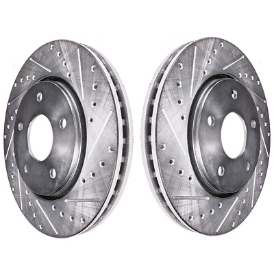 Front Drilled & Slotted Brake Rotors For Acura, Honda Models 2003-2004 | 300mm Pair Set | Detroit Axle