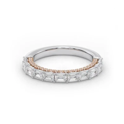 Diamant 18 K Gold mehrfarbig 2,50 Kt Lab Created Smaragdschliff Ewigkeitsband... - Bild 1 von 4