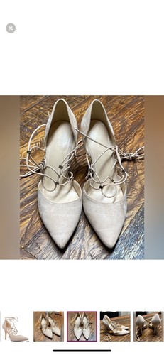 Nine West Nude Suede Leather Jarraho Ankle Tie D’Orsay Pumps Womens Size 8.5 - Picture 4 of 10