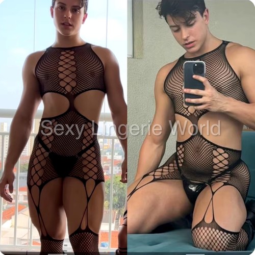Body Strümpfe Herren Bodysuit Unterwäsche Sexy Gay Sissy All in One Crossdress Set - Bild 63 von 84