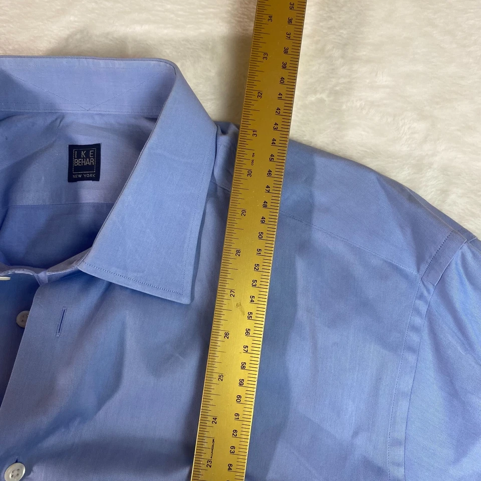 Camisa de vestir lisa IKE BEHAR New York 100 % algodón para hombre talla 16-34 Foto 3 de 4