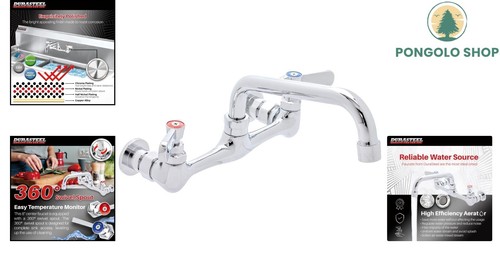 Brass Constructed Kitchen Faucet with 6" Swivel Spout - Energy Saving Design - Picture 2 of 9