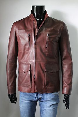 Italienische Handmade Herren Leder Trendy Jacke Blazer Naturbraun Distressed S