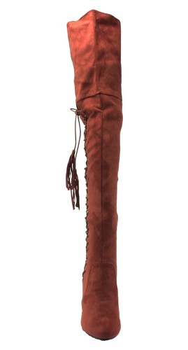 Bellamarie Adam-10 Faux Suede Over the Knee Chunky High Heel Dress Boots - 第 11/14 張圖片