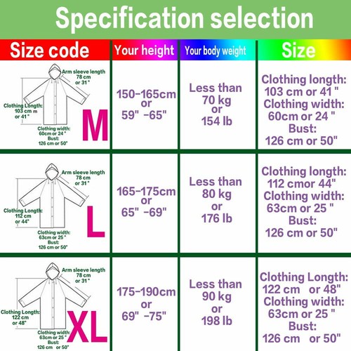 Travel Adult Reusable Rainwears Unisex Rain Coats Waterproof Walk Riding Outdoor - Picture 2 of 12