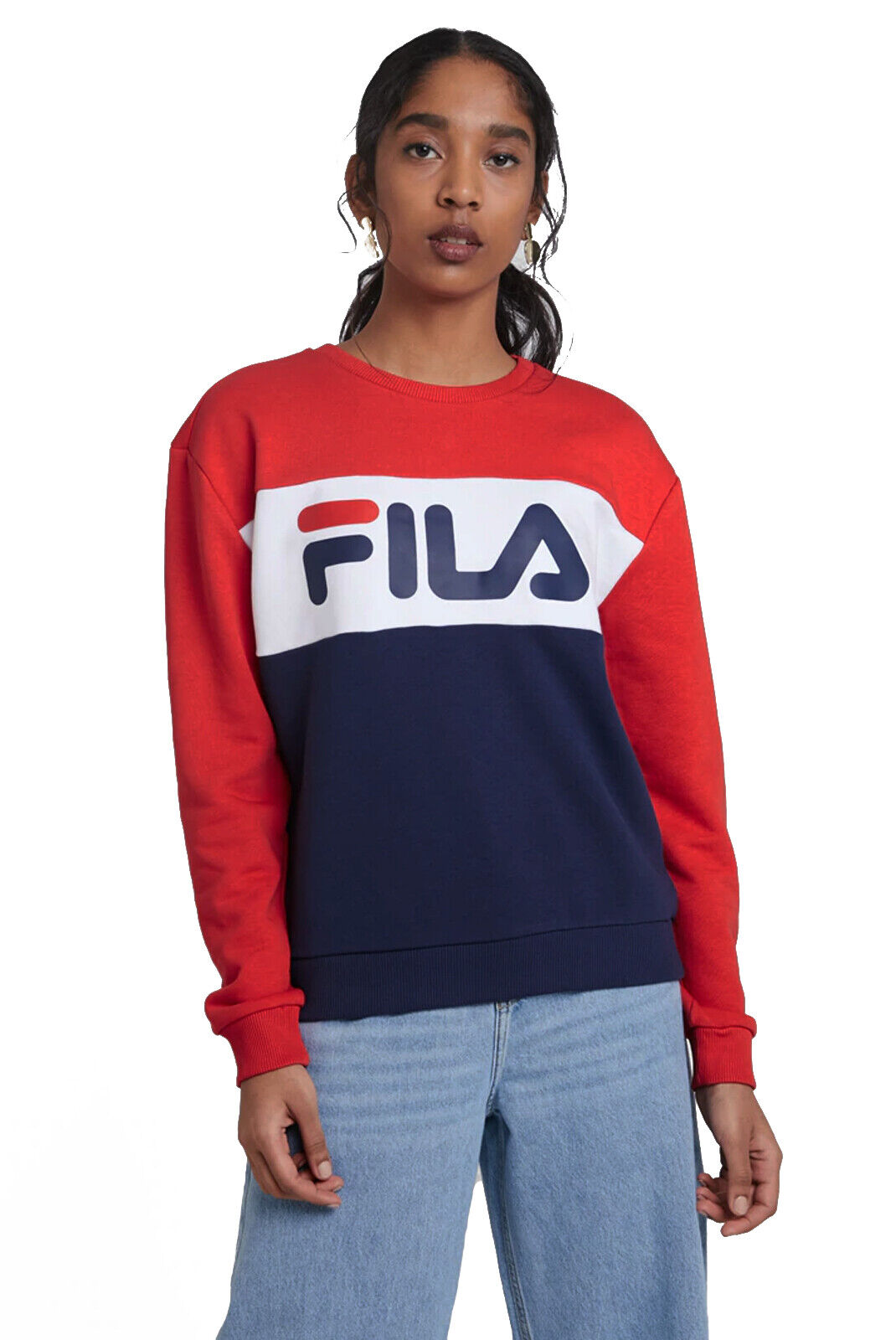 registreren Uitmaken Iets FILA Red/White/Blue Colour Block Graphic Sweatshirt Pullover Size XS BNWT  4044185644037 | eBay