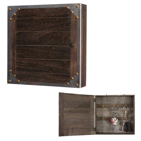 SchlüSselkasten Gabes, Shabby-Look Vintage 27X27X6Cm Braun, SchlüSselschrank-image