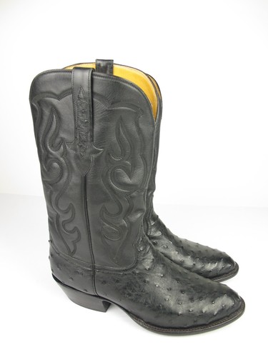Stallion Custom Black Full-Quill Ostrich Skin Cowboy Boots 9 D - 第 6/6 張圖片
