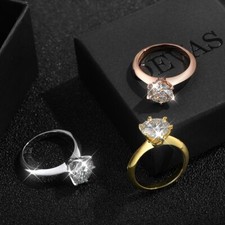 0.5-5ct Round Cut Moissanite Engagement Ring Wedding Band 14K Gold Plated W/GRA