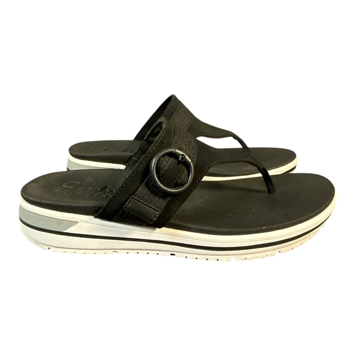 Skechers Luxe Foam Womens Black Sandals Size 8 Flip Flops | eBay display picture 2