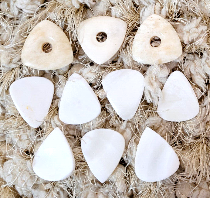 Handcrafted Guitar Picks Set of 10 - 3 Styles in Camel Bone