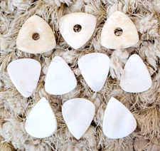 Handcrafted Guitar Picks Plectrum Set of 10 Assorted 3 Types / Styles Camel Bone