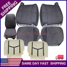 For 2003-2007 Chevy Silverado 1500 2500HD Driver Passenger Cloth Seat Cover Gray
