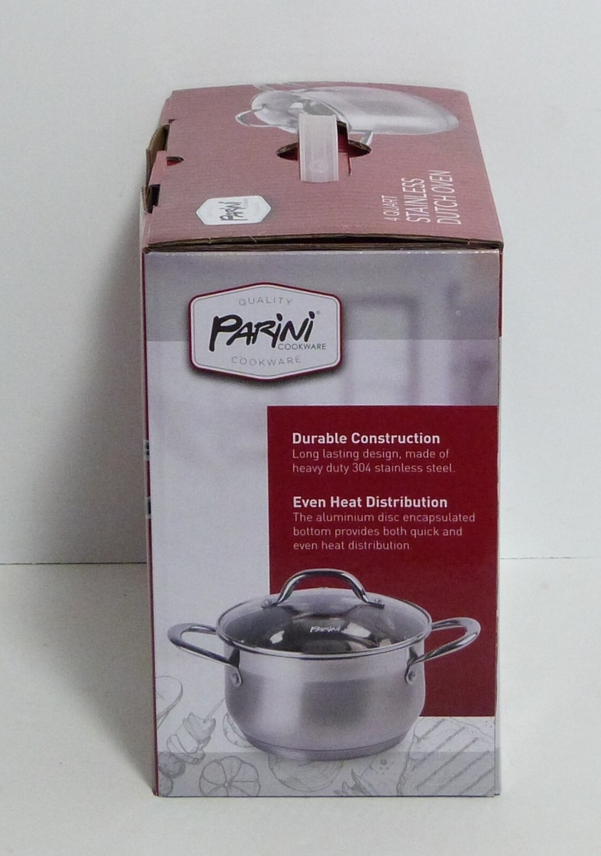 NIP NEW Parini Cookware Quart Stainless Steel Dutch Oven with