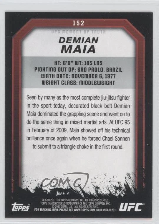 2011 Topps UFC Moment of Truth Gold Demian Maia #152 - Image 2 of 2