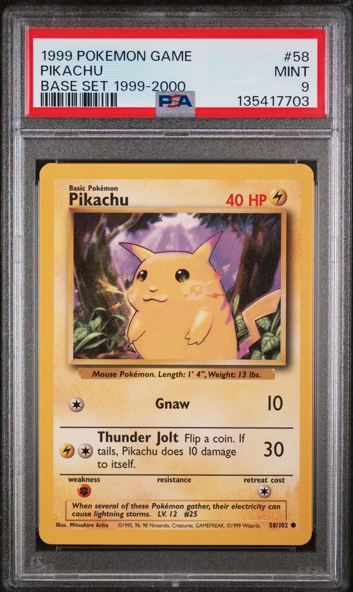 Pokémon TCG Base Set Pikachu Grade 9 Individual Collectible Card