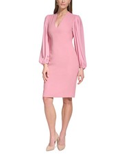 Vince Camuto Stretch Crepe Bodycon Dress with Chiffon Balloon Sleeves Dress