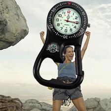 Outdoor Luminous Compass Bottle Opener Backpacker Fob Clip On Carabiner Watch Ou